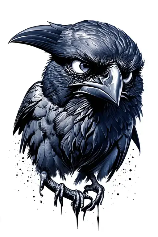 raven angry eyes tattoo design idea