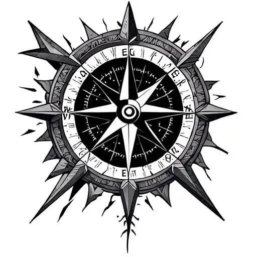 Nordic compass surrounded by various tattoo design idea