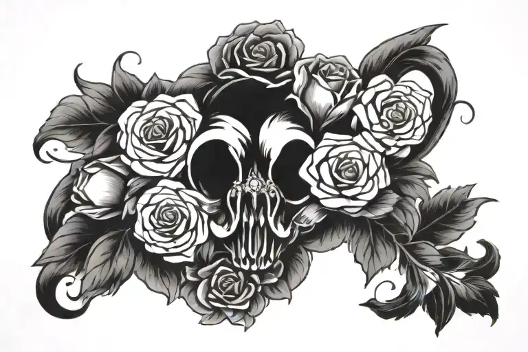 daisy flower, roses, diamond, ram horns, flowers, tattoo design idea