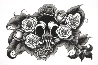daisy flower, roses, diamond, ram horns, flowers, tattoo design idea