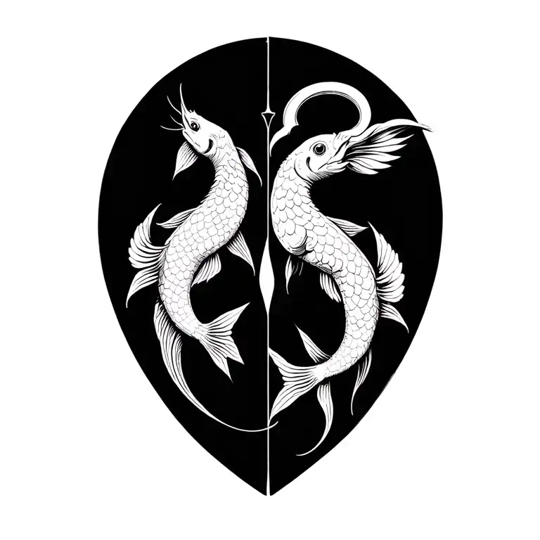 gemini and Sagittarius combined with pisces sign tattoo design idea