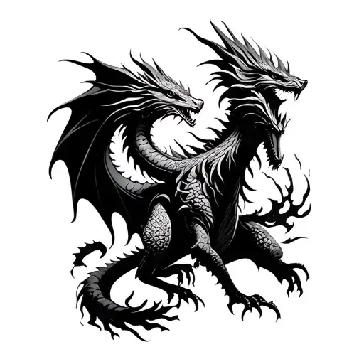 dragon and phoenix rising from the ashes tattoo design idea