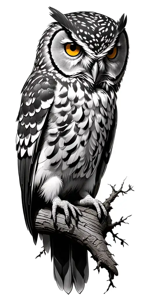 owl sitting tree of live oak tree tattoo design idea