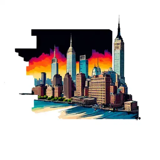 cincinnati skyline tattoo design idea