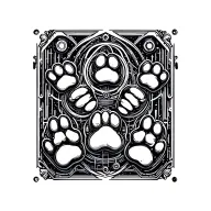 bio mechanical dog paw prints tattoo design idea