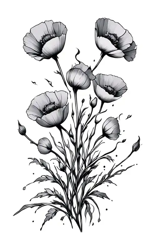 The Frenzied Flame King, choosing love over the world’s salvationDead poppy flowers symbolizing grief, sacrifice, and  tattoo design idea