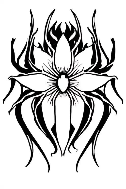 spiderlily behind cross tattoo tattoo design idea