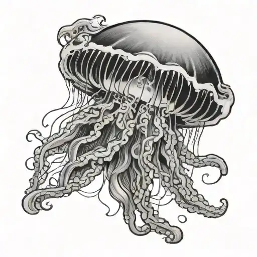 moon jellyfish top view tattoo design idea