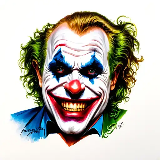 joker heavy smile tattoo design idea