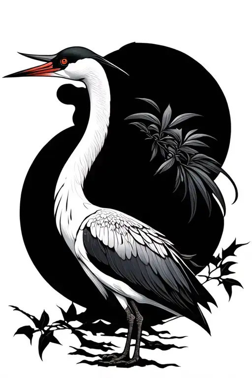 Japanese crane bird tattoo design idea