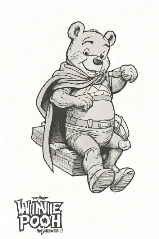 winnie the pooh superman logo tattoo design idea