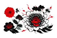 black with red accents flash sheet tattoo design idea