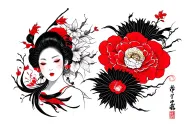 black with red accents flash sheet tattoo design idea