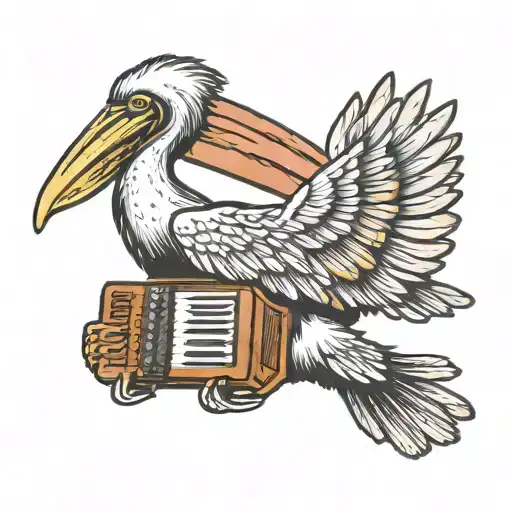 Pelican playing an accordion   tattoo design idea