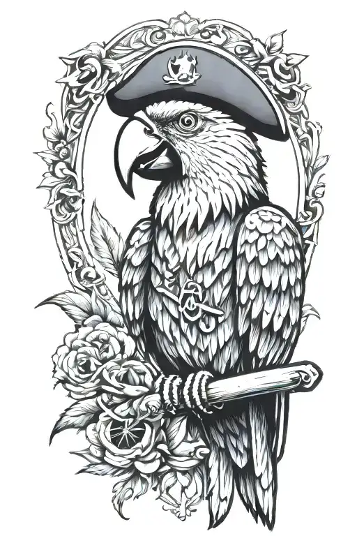 parrot pirate sailor Jerry Garcia tattoo design idea
