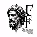 incorporating the rudyard kipling 'if' poem and the idea of marcus aurelius stoic concepts such as not fearing death. Th tattoo design idea