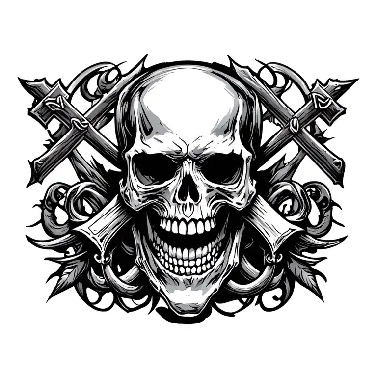skull and cross tattoo design idea
