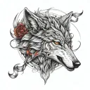 A tattoo symbolizing the beauty of resilience with imagery of warrior blood but make it feminine wolf tattoo design idea