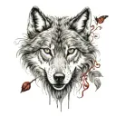 A tattoo symbolizing the beauty of resilience with imagery of warrior blood but make it feminine wolf tattoo design idea
