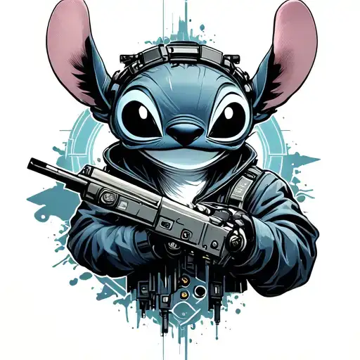 stich style cyberpunk inspired tattoo tattoo design idea