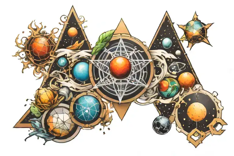  mathematics, biology, chemistry, and space  tattoo design idea