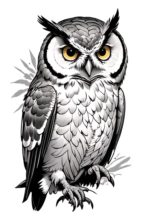 fatherhood, owl flying tattoo design idea