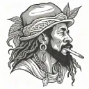 reggae, man, smoking weed tattoo design idea
