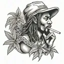 reggae, man, smoking weed tattoo design idea