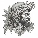 reggae, man, smoking weed tattoo design idea
