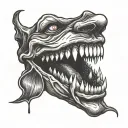 make vampire mouth with teeth out a little and tounge with blood dripping for my palm tattoo design idea