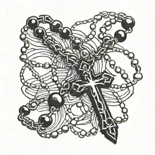 rosary beads wrapping tattoo design idea