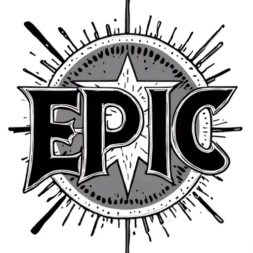 the word Epic with a star sign simple tattoo design idea