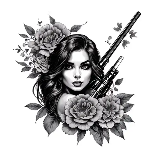 floral Star Wars pinup tattoo design idea