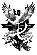 Kaizen symbol, Everything happens for a reason, Doves, a cross tattoo design idea