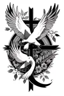 Kaizen symbol, Everything happens for a reason, Doves, a cross tattoo design idea