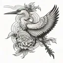crane with tattoo design idea
