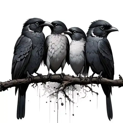 four birds upper back tattoo design idea