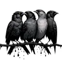 four birds upper back tattoo design idea