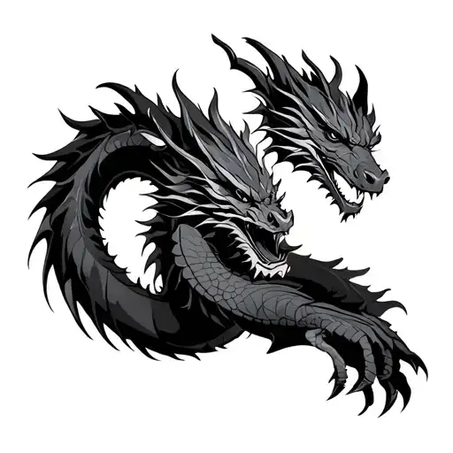 black dragon wrapped around arm from bicep to hand tattoo design idea