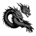 black dragon wrapped around arm from bicep to hand tattoo design idea