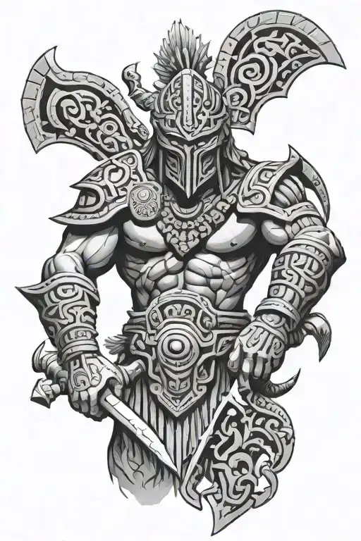 Aztec God Of War tattoo design idea