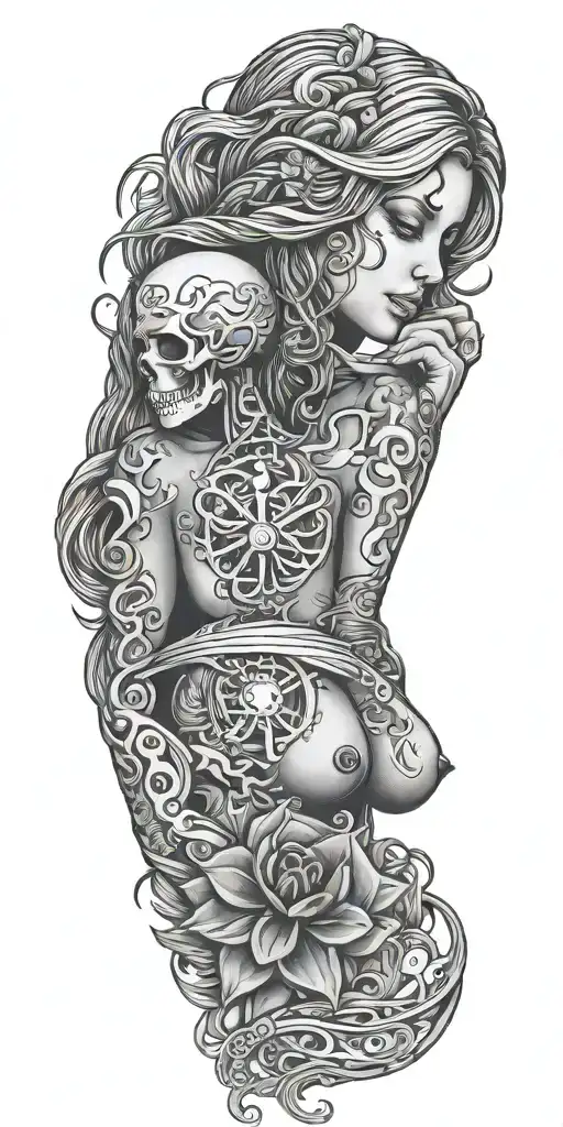 breast cancer awareness nirvana doctor surrounded my music tattoo design idea