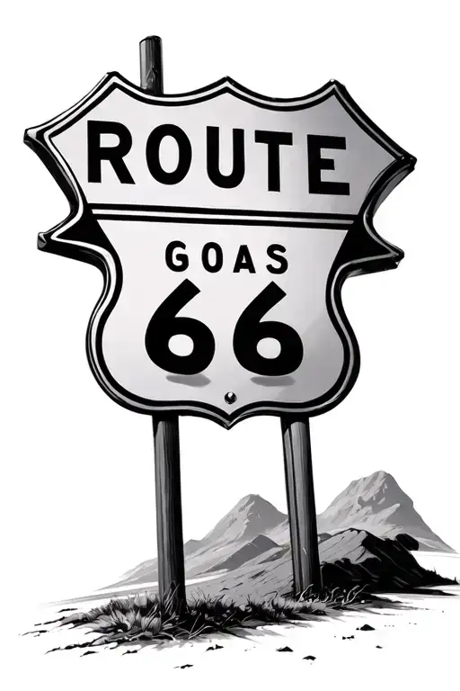route 66 road sign tattoo design idea