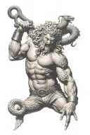 hercules fighting hydra tattoo design idea