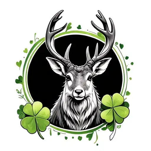 Jackalope with 4 leaf clover tattoo design idea