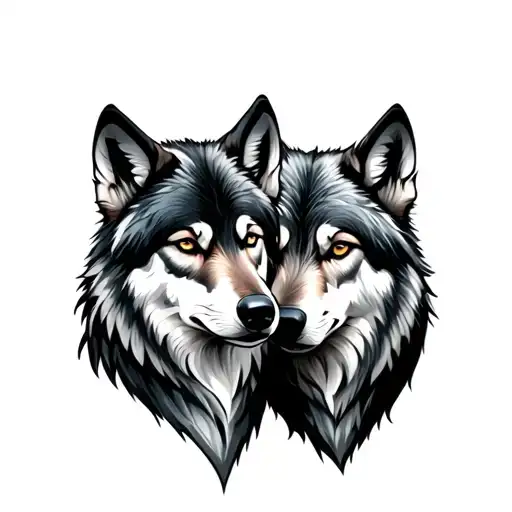 nordic 2 wolves tattoo design idea