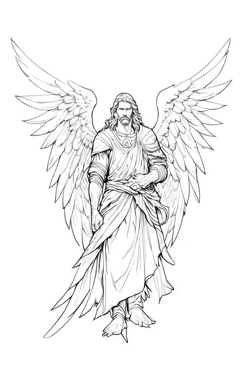 Meaningful warrior angel for men tattoo design idea