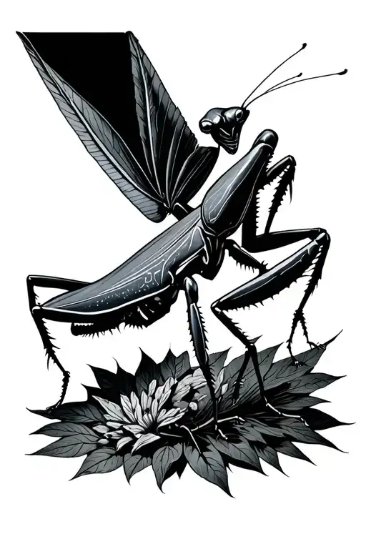 preying mantis tattoo design idea