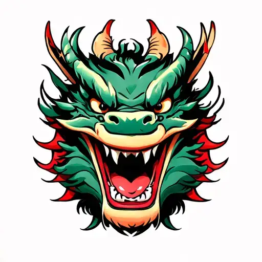angry dragon face tattoo design idea