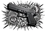 A Glock pistol surrounded tattoo design idea